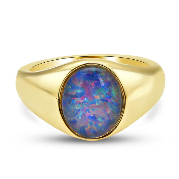 Boulder Opal Triplett-Ring, 925 Silber vergoldet  ca. 2,02 ct