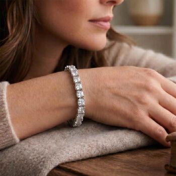 D'Joy Moissanit (Carr&eacute;) Armband ca. 19 cm 925 Silber Rhodiniert ca. 17.71 ct