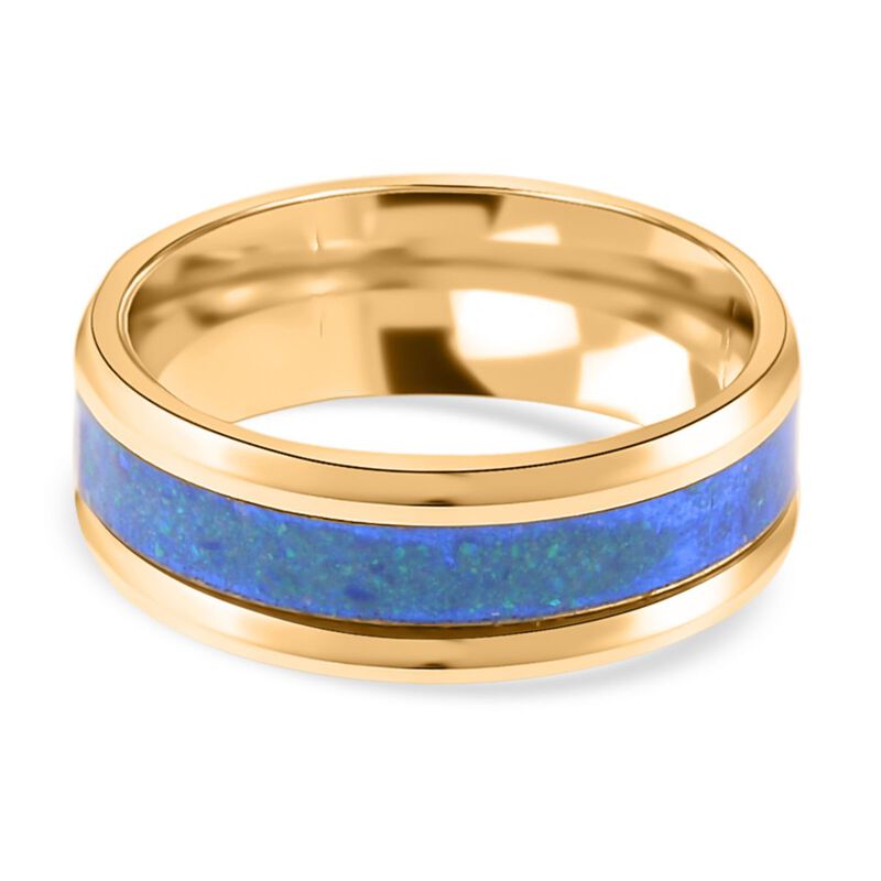 Simulierter Opal Ring, Edelstahl vergoldet, ca. 1.00 ct image number 0