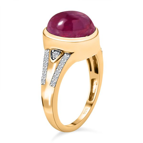 AA Afrikanischer Rubin (Fissure gef&uuml;llt), wei&szlig;er Zirkon Ring, 925 Silber Gelbgold Vermeil (Gr&ouml;&szlig;e 17.00) ca. 5.65 ct image number 5