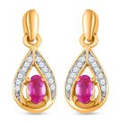 Ilakaka Rosa Saphir und weiße Zirkon-Ohrringe, 925 Silber vergoldet ca. 0,80 ct