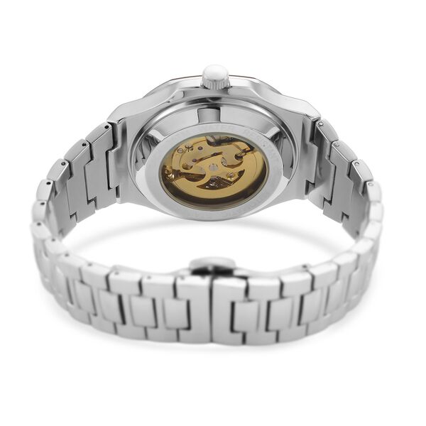 GENOA - Automatikuhr mit Skelett-Design, Edelstahlarmband, 3ATM wasserdicht, Graues Zifferblatt, bicolor, ca. 22 cm image number 6