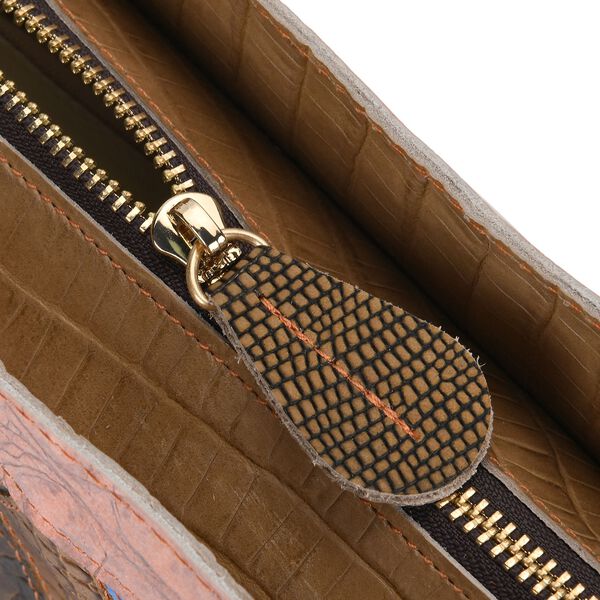 Chaos By Elsie - Farbenfrohe Echtleder Crossbody Tasche, Mattes Krokodil-Muster image number 6