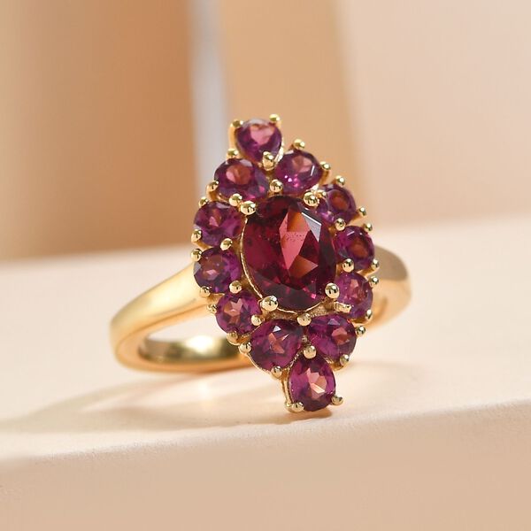 Rhodolith Granat-Ring, 925 Silber vergoldet  ca. 3,34 ct image number 2