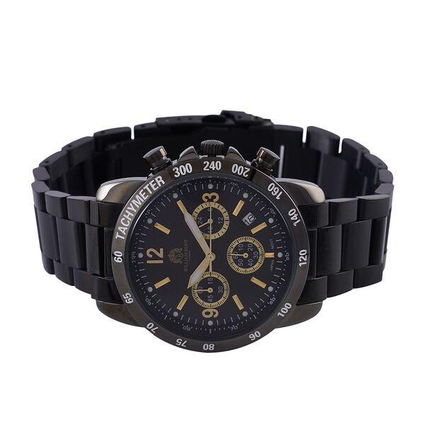 William Hunt - Moissanit-Akzentuhr mit Miyota-Japanwerk und 316L Edelstahlarmband, schwarz image number 4