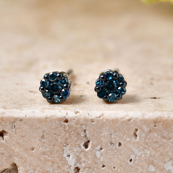 D'Joy Blauer Diamant Ohrringe 925 Silber Rhodiniert (10-15 Werktage Lieferzeit) image number 1