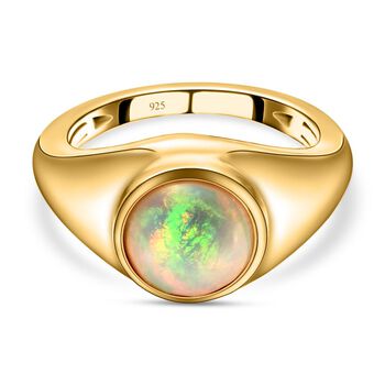 Nat&uuml;rlicher, &auml;thiopischer Opal-Ring, 925 Silber Gelbgold Vermeil (Gr&ouml;&szlig;e 16.00) ca. 1.25 ct