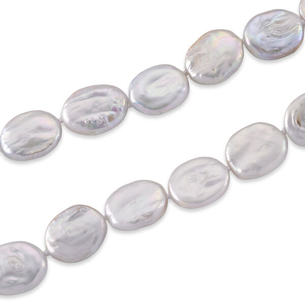 Wei&szlig;e Keshi Perle Halskette ca. Flexibles cm 316L Edelstahl image number 2