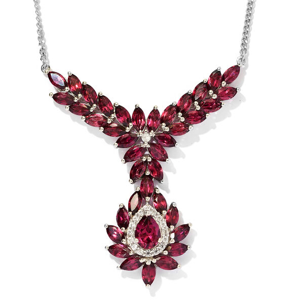 Rhodolith Granat und Zirkon Halskette in Silber