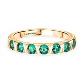 Luxuriant - AAA Lab Created Kolumbianischer Smaragd Ring 925 Silber 750 Gelbgold Vermeil (Größe 18.00) ca. 0.83 ct