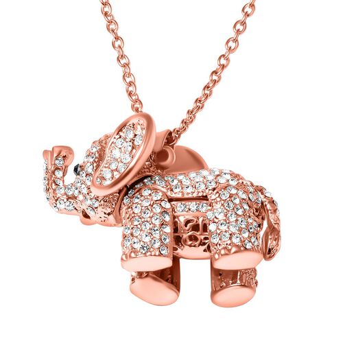 Weißer Kristall-Elefant-Anhänger mit Kette, 60 cm image number 0