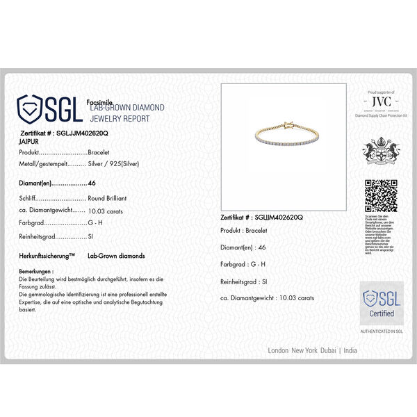 LUXURIANT DIAMOND - Lab Grown Diamant SI-GH Armband ca. 20 cm 925 Silber 750 Gelbgold vermeil ca. 10.51 ct image number 5
