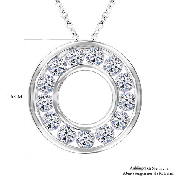 LUXURIANT SGL zertifizierter VS-EF Diamant Anh&auml;nger mit 50cm Kette, 925 Silber platiniert- 1 ct. image number 2
