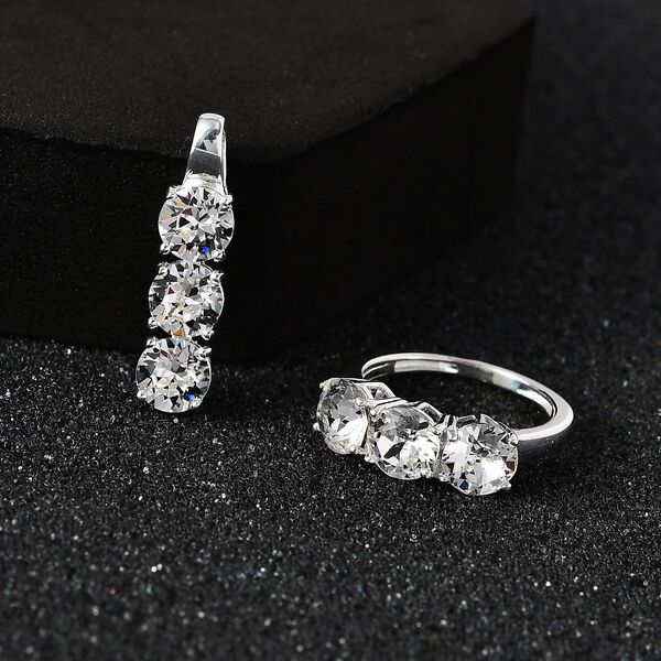 Wei&szlig;er Kristall Schmuckset 925 Silber image number 1