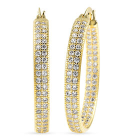 Weiße Zirkonia-Creolen, reines Messing goldfarben ca. 2,10 ct