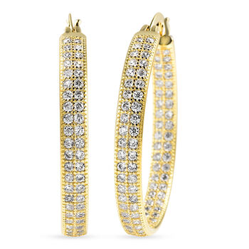 Wei&szlig;e Zirkonia-Creolen, reines Messing goldfarben ca. 2,10 ct