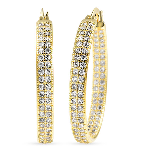 Wei&szlig;e Zirkonia-Creolen, reines Messing goldfarben ca. 2,10 ct