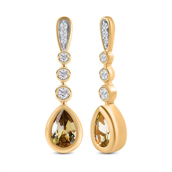 Nat&uuml;rliche, goldene Tansanit und wei&szlig;e Zirkon-Ohrh&auml;nger - 1,50 ct. image number 4