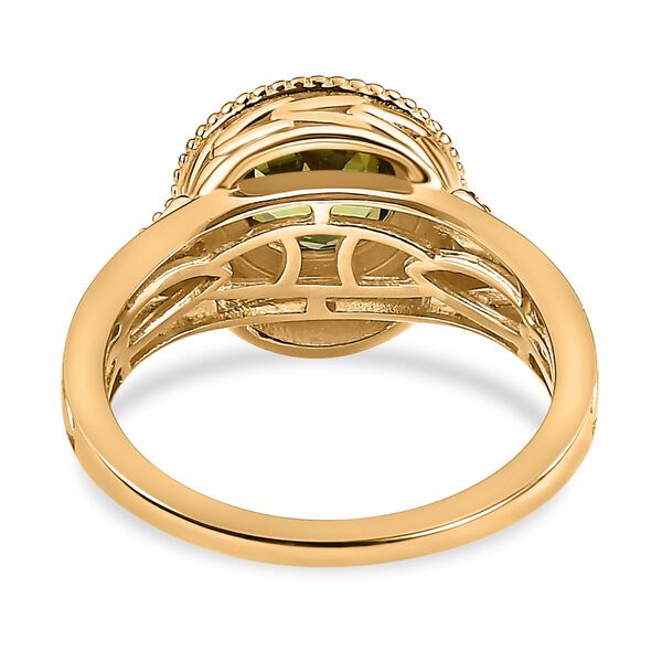 Nat&uuml;rlicher Peridot wei&szlig;er Zirkon Ring,  925 Silber vergoldet (Gr&ouml;&szlig;e 18.00) ca. 1.60 ct image number 6
