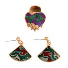 La Marey - Song Brokat Seiden-Haarspangen und Ohrringe, Blau