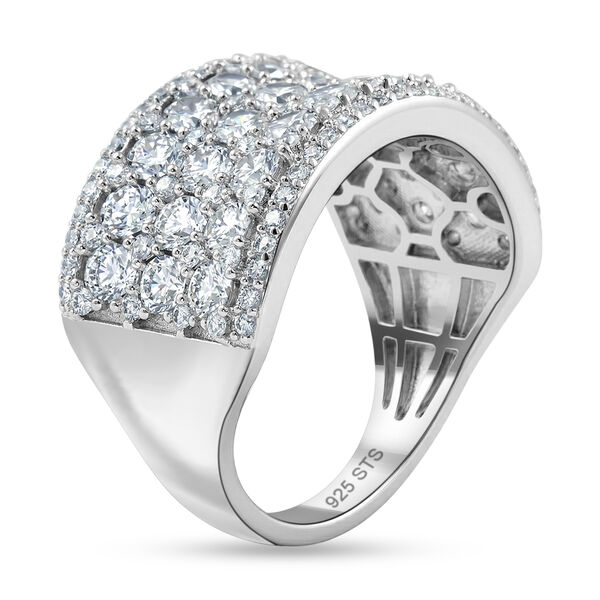 LUSTRO STELLA Premium AAA kubisch Zirkonia Cluster Ring 925 Silber Platin-&Uuml;berzug image number 3