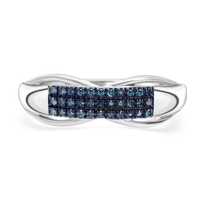 Blauer Diamant Ring, 925 Silber platiniert, (Gr&ouml;&szlig;e 18.00), ca. 0.15 ct
