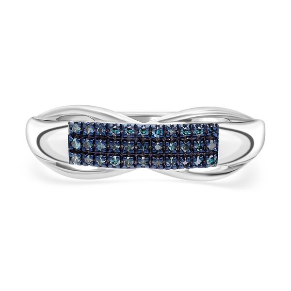 Blauer Diamant Ring, 925 Silber platiniert, (Gr&ouml;&szlig;e 18.00), ca. 0.15 ct