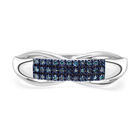 Blauer Diamant Ring, 925 Silber platiniert, (Größe 18.00), ca. 0.15 ct