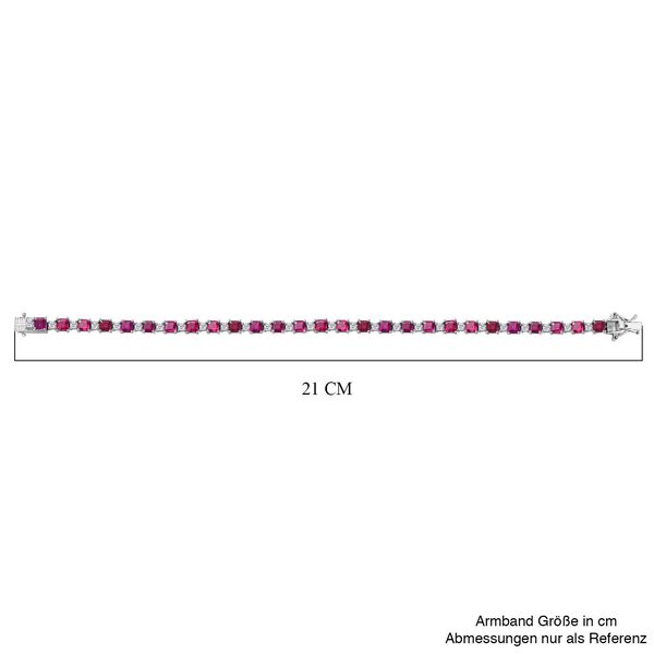 D'Joy Nat&uuml;rlicher Rhodolith Granat, Wei&szlig;er Zirkon Armband ca. 20 cm 925 Silber rhodiniert ca. 9.00 ct image number 5