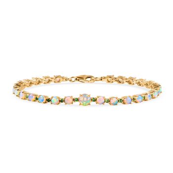 D'Joy AA Nat&uuml;rliches, &auml;thiopisches Welo Opal und Tsavorit Granat 20cm Armband - 6,38 ct.