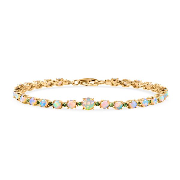 D'Joy AA Nat&uuml;rliches, &auml;thiopisches Welo Opal und Tsavorit Granat 20cm Armband - 6,38 ct.