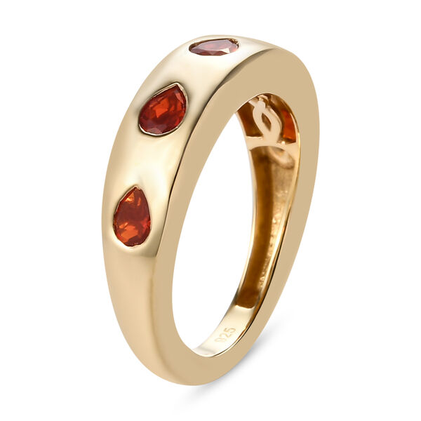 Mexikanischer Kirschfeuer-Opal-Ring, 925 Silber Gelbgold Vermeil  ca. 0,49 ct image number 5