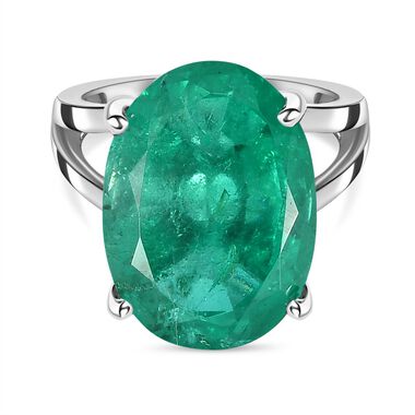 Smaragd-Quarz Triplette Ring, 925 Silber rhodiniert (Größe 18.00) ca. 13.51 ct
