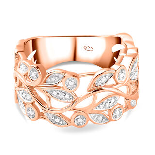 Weißer Diamant-Ring, 925 Silber rosévergoldet, (Größe 17.00)