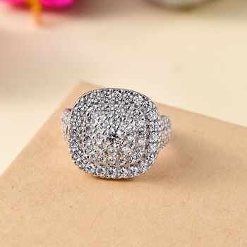 J Francis gefertigt mit SWAROVSKI- Swarovski Zirkonia Halo Cluster Ring