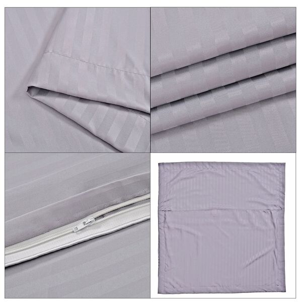 2-teiliges Bettwäsche-Set mit vertikalem Streifenmuster, 135x200 cm und 80x80 cm, Grau image number 8