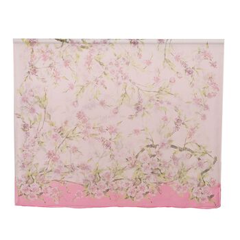 LA MAREY 100% Maulbeerseiden Schal, Rosa mit floralem Muster