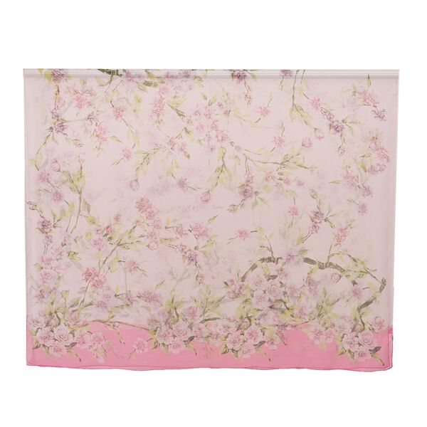 LA MAREY 100% Maulbeerseiden Schal, Rosa mit floralem Muster image number 2