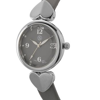 STRADA Uhr mit PC21S Japan-Uhrwerk, Edelstahl-Mesh-Armband, Graufarben mit Kristallzifferblatt,, Grau