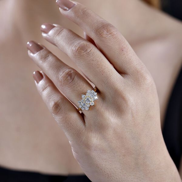 J Francis gefertigt mit SWAROVSKI- Swarovski Zirkonia Ring, 925 Silber 750 Gelbgold Vermeil image number 3