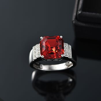 J Francis gefertigt mit SWAROVSKI- Scharlachroter und wei&szlig;er Swarovski Kristall Ring