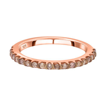 Nat&uuml;rlicher Champagner Diamant Ring, 925 Silber Ros&eacute;gold Vermeil (Gr&ouml;&szlig;e 20.00) ca. 0.25 ct