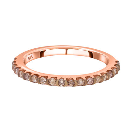 Nat&uuml;rlicher Champagner Diamant Ring, 925 Silber Ros&eacute;gold Vermeil (Gr&ouml;&szlig;e 20.00) ca. 0.25 ct