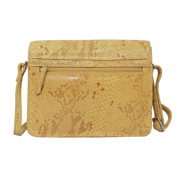 ASSOTS LONDON - Schlangendruck Crossbody Tasche aus 100% echtem Leder, 22x19x6cm, Gelb image number 1