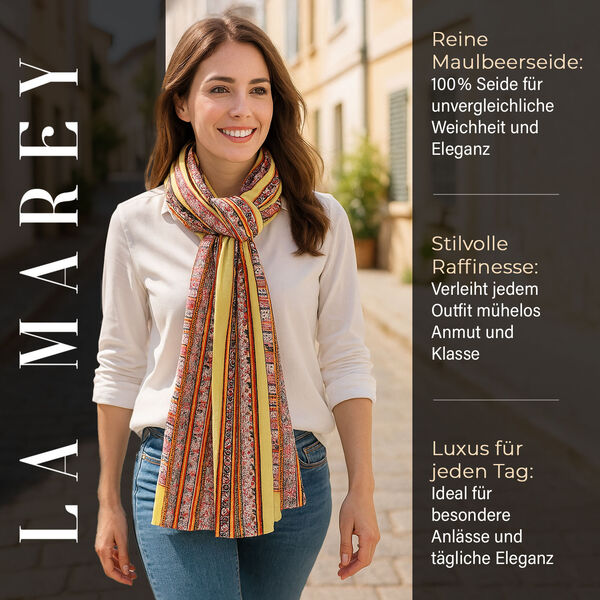 LA MAREY Schal aus 100 % Maulbeerseide, 195×110 cm, gelb image number 2