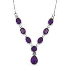 Afrikanische Amethyst Halskette, ca. 45 cm, Edelstahl ca. 3,82 ct