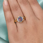 Boulder Opal Triplett und Zirkon Ring 925 Silber vergoldet  ca. 1,35 ct image number 2