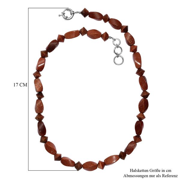 Gold Sandstein Halskette ca. 45 cm Nickelfreies Messing platiniert ca. 220.00 ct image number 6