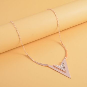 Wei&szlig;e Kristall-Halskette in Ros&eacute;goldton, 50 cm - 0,80 ct.