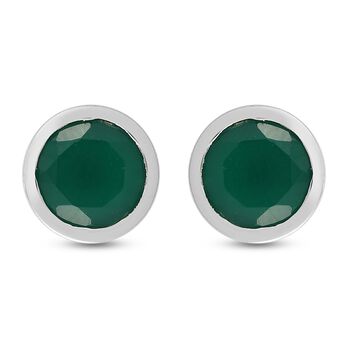 Gr&uuml;ne Onyx Ohrstecker 925 Silber platiniert ca. 2,82 ct